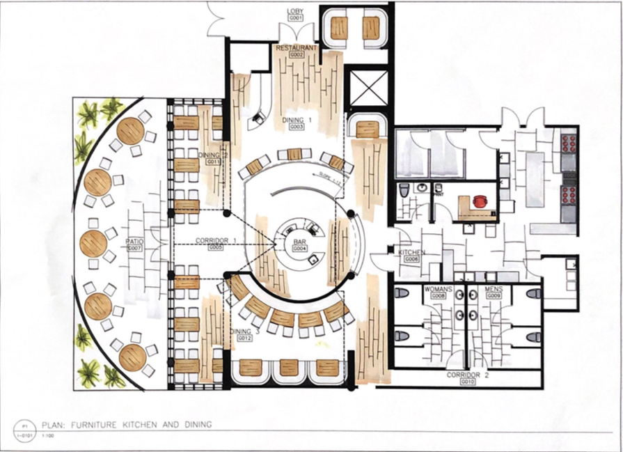 Restaurant Design: Rendered Floor Plan