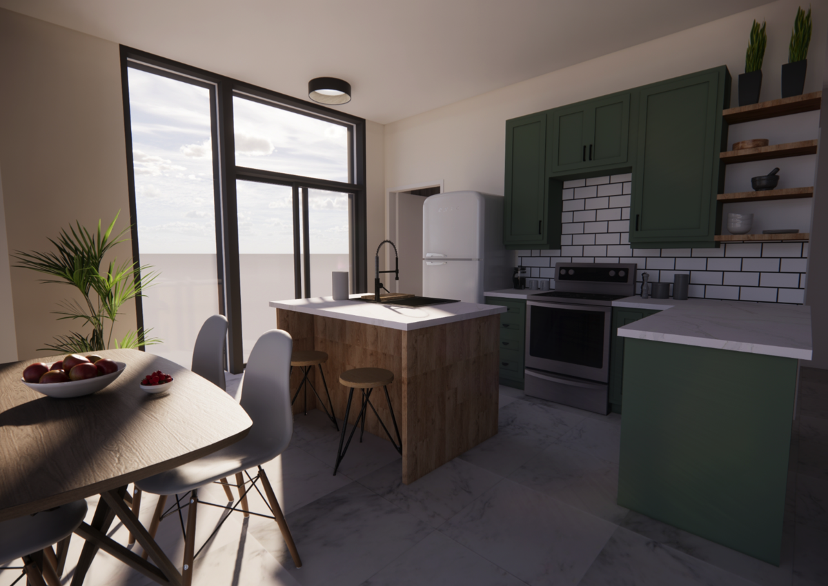 2 Bed + Den: Kitchen